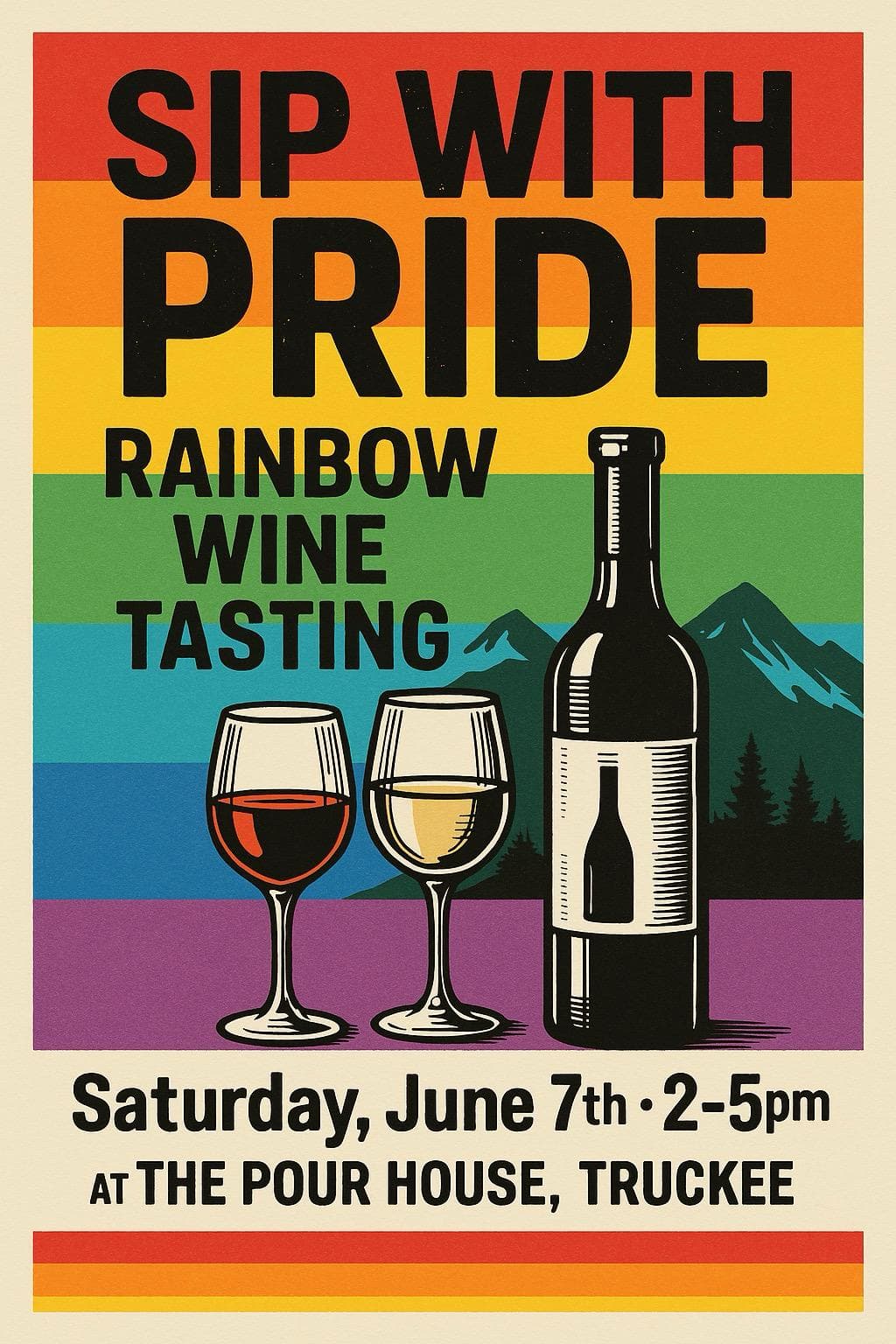 "Sip with Pride" Rainbow Wine Tasting flyer