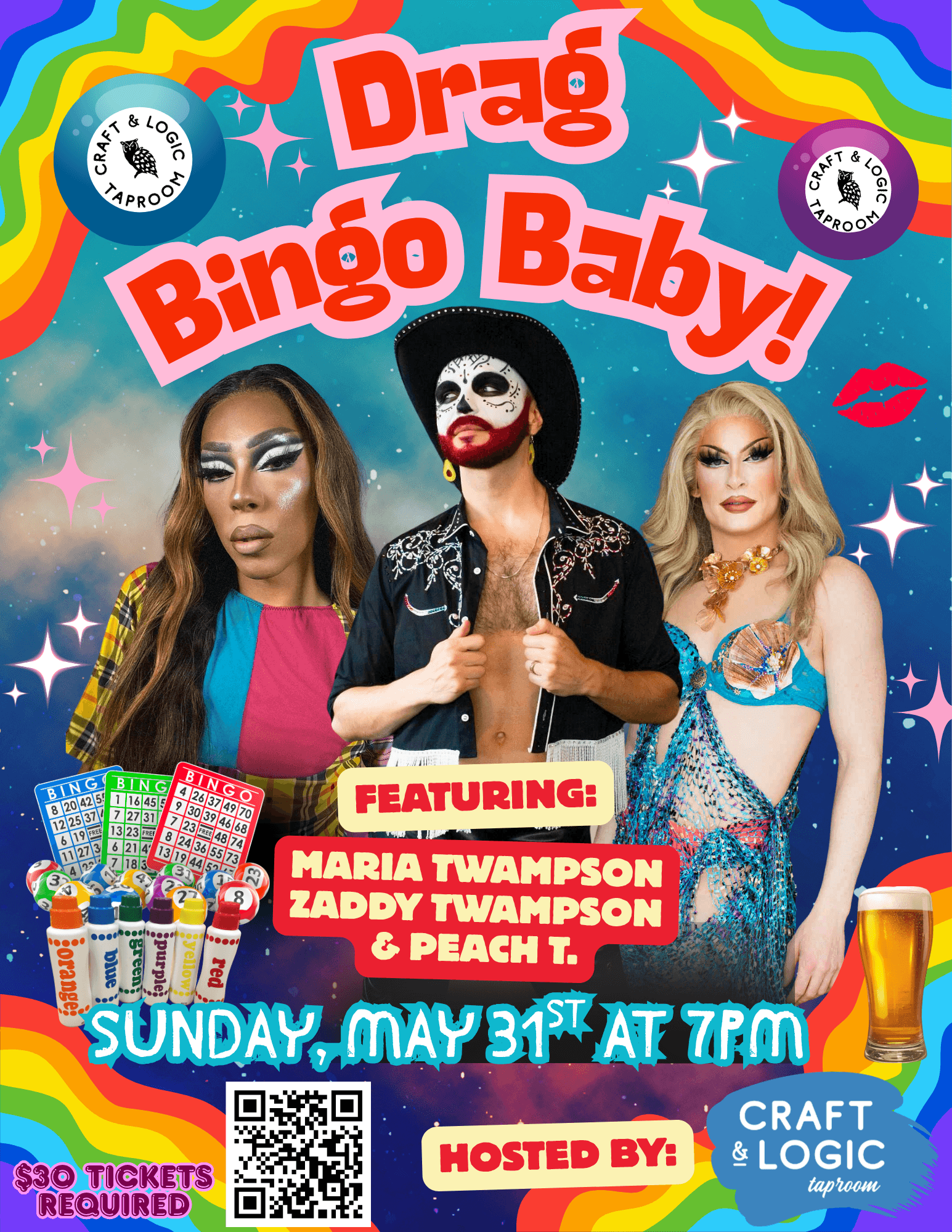 Drag Bingo at Craft & Logic TapRoom flyer